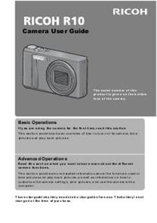 Ricoh Caplio R 10 manual. Camera Instructions.